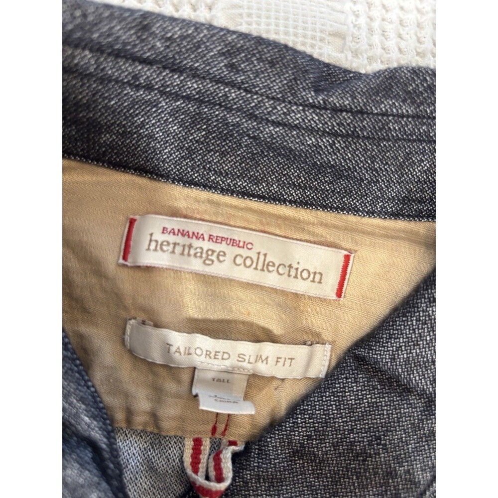 BR Heritage Blanket Stripe Men’s Large Tall Button Down Gray Slim Fit Southwest - Picture 5 of 14